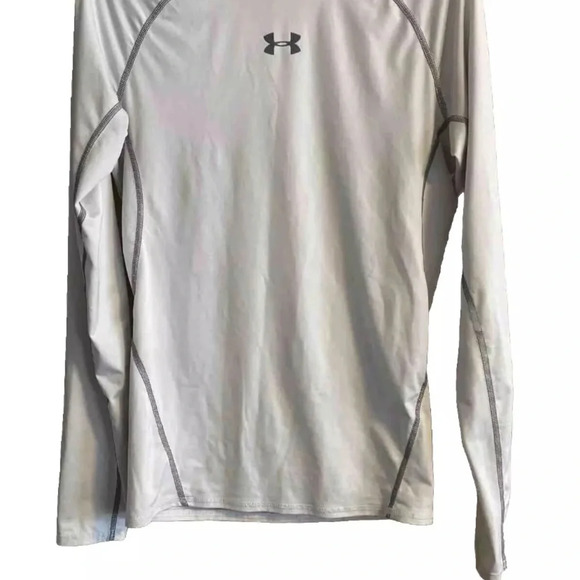 Under Armour Seam Long Sleeve Size Large White/or Very Light Gray W/Gray Stitch - Picture 2 of 7